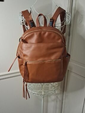 Women's Tan Baby Backpack Bag - Stylish Convertible Diaper Bag